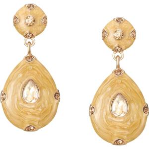 imageSWEETV Vintage 18K Gold Plated Statement Earrings for Women Trendy Antique Enamel Chunky Drop Dangle Earrings Big Crystal Earrings for Fashion Prom Jewelry GiftsChampagne