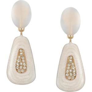 imageSWEETV Vintage 18K Gold Plated Statement Earrings for Women Trendy Antique Enamel Chunky Drop Dangle Earrings Big Crystal Earrings for Fashion Prom Jewelry GiftsWhite
