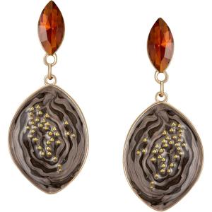 imageSWEETV Vintage 18K Gold Plated Statement Earrings for Women Trendy Antique Enamel Chunky Drop Dangle Earrings Big Crystal Earrings for Fashion Prom Jewelry GiftsBrown
