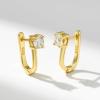 imageSWEETV 14K Gold Plated 925 Sterling Silver Huggie Earrings for Women Gold Small Stud Cuff Earrings Women Cubic Zirconia Womens CZ Jewelry Gift02Gold