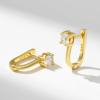 imageSWEETV 14K Gold Plated 925 Sterling Silver Huggie Earrings for Women Gold Small Stud Cuff Earrings Women Cubic Zirconia Womens CZ Jewelry Gift02Gold