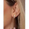 imageSWEETV 14K Gold Plated 925 Sterling Silver Huggie Earrings for Women Gold Small Stud Cuff Earrings Women Cubic Zirconia Womens CZ Jewelry Gift03SilverCZ