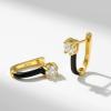 imageSWEETV 14K Gold Plated 925 Sterling Silver Huggie Earrings for Women Gold Small Stud Cuff Earrings Women Cubic Zirconia Womens CZ Jewelry Gift04Black