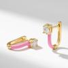 imageSWEETV 14K Gold Plated 925 Sterling Silver Huggie Earrings for Women Gold Small Stud Cuff Earrings Women Cubic Zirconia Womens CZ Jewelry Gift06Pink