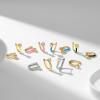 imageSWEETV 14K Gold Plated 925 Sterling Silver Huggie Earrings for Women Gold Small Stud Cuff Earrings Women Cubic Zirconia Womens CZ Jewelry Gift07Blue