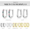 imageSWEETV 14K Gold Plated 925 Sterling Silver Post UShaped Square Hoop Earrings Rectangle Gold Hoop Earrings for Women Girls Cubic Zirconia01 Siver