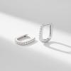 imageSWEETV 14K Gold Plated 925 Sterling Silver Post UShaped Square Hoop Earrings Rectangle Gold Hoop Earrings for Women Girls Cubic Zirconia01 Siver