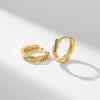 imageSWEETV 14K Gold Plated Twisted Hoop Earrings for Women Girls 925 Sterling Silver Post Cubic Zirconia Huggie Small Gold HoopCZ Stud Cuff Earring01 Emerald