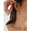 imageSWEETV Crystal Wedding Earrings for Brides Bridesmaid Bridal Earrings for Wedding Fancy Cubic Zirconia Rhinestone Dangling Earrings for Women Prom Party Jewelry Gifts SilverGold PlatedGoldLeaf 01