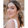 imageSWEETV Crystal Wedding Earrings for Brides Bridesmaid Bridal Earrings for Wedding Fancy Cubic Zirconia Rhinestone Dangling Earrings for Women Prom Party Jewelry Gifts SilverGold PlatedSilverLeaf 01