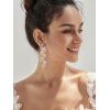 imageSWEETV Crystal Wedding Earrings for Brides Bridesmaid Bridal Earrings for Wedding Fancy Cubic Zirconia Rhinestone Dangling Earrings for Women Prom Party Jewelry Gifts SilverGold PlatedSilverLeaf 02
