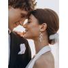 imageSWEETV Crystal Wedding Earrings for Brides Bridesmaid Bridal Earrings for Wedding Fancy Cubic Zirconia Rhinestone Dangling Earrings for Women Prom Party Jewelry Gifts SilverGold PlatedSilverLeaf 02