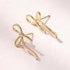 imageSWEETV GoldSilver Bow Earrings for Women 925 Sterling Silver Post Ribbon Knot Stud Earrings Drops Daily Jewelry Accessory Valentines Day GiftsStyle1Gold