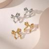 imageSWEETV GoldSilver Bow Earrings for Women 925 Sterling Silver Post Ribbon Knot Stud Earrings Drops Daily Jewelry Accessory Valentines Day GiftsStyle6Gold