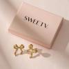 imageSWEETV GoldSilver Bow Earrings for Women 925 Sterling Silver Post Ribbon Knot Stud Earrings Drops Daily Jewelry Accessory Valentines Day GiftsStyle6Gold