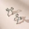 imageSWEETV GoldSilver Bow Earrings for Women 925 Sterling Silver Post Ribbon Knot Stud Earrings Drops Daily Jewelry Accessory Valentines Day GiftsStyle6Silver