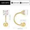 imageSWEETV Screw Back Cubic Zirconia Huggie Half Hoop Earrings for Women 14K Gold Plated 925 Sterling Silver Hoop Earrings with Tiny Small Ball Screw BackGold