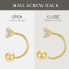imageSWEETV Screw Back Cubic Zirconia Huggie Half Hoop Earrings for Women 14K Gold Plated 925 Sterling Silver Hoop Earrings with Tiny Small Ball Screw BackGold