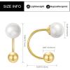 imageSWEETV Screw Back Cubic Zirconia Huggie Half Hoop Earrings for Women 14K Gold Plated 925 Sterling Silver Hoop Earrings with Tiny Small Ball Screw BackSilverPearl