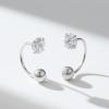 imageSWEETV Screw Back Cubic Zirconia Huggie Half Hoop Earrings for Women 14K Gold Plated 925 Sterling Silver Hoop Earrings with Tiny Small Ball Screw BackSilver