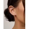 imageSWEETV Screw Back Cubic Zirconia Huggie Half Hoop Earrings for Women 14K Gold Plated 925 Sterling Silver Hoop Earrings with Tiny Small Ball Screw BackSilver