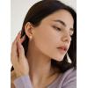 imageSWEETV Screw Back Cubic Zirconia Huggie Half Hoop Earrings for Women 14K Gold Plated 925 Sterling Silver Hoop Earrings with Tiny Small Ball Screw BackSilverPearl