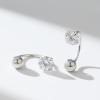 imageSWEETV Screw Back Cubic Zirconia Huggie Half Hoop Earrings for Women 14K Gold Plated 925 Sterling Silver Hoop Earrings with Tiny Small Ball Screw BackSilver