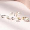 imageSWEETV Screw Back Cubic Zirconia Huggie Half Hoop Earrings for Women 14K Gold Plated 925 Sterling Silver Hoop Earrings with Tiny Small Ball Screw BackSilverPearl