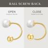 imageSWEETV Screw Back Cubic Zirconia Huggie Half Hoop Earrings for Women 14K Gold Plated 925 Sterling Silver Hoop Earrings with Tiny Small Ball Screw BackGoldPearl