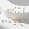 imageSWEETV Screw Back Cubic Zirconia Huggie Half Hoop Earrings for Women 14K Gold Plated 925 Sterling Silver Hoop Earrings with Tiny Small Ball Screw BackGold