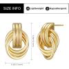 imageSWEETV Statement Geometric Dangle Drop Earrings for Women Trendy Chunky Twisted Knot Link Earring Dupes Fashion Womens Stud Earrings Jewelry Gift01 Silver