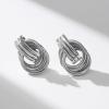 imageSWEETV Statement Geometric Dangle Drop Earrings for Women Trendy Chunky Twisted Knot Link Earring Dupes Fashion Womens Stud Earrings Jewelry Gift01 Silver