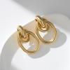 imageSWEETV Statement Geometric Dangle Drop Earrings for Women Trendy Chunky Twisted Knot Link Earring Dupes Fashion Womens Stud Earrings Jewelry Gift02 Gold
