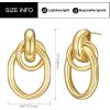 imageSWEETV Statement Geometric Dangle Drop Earrings for Women Trendy Chunky Twisted Knot Link Earring Dupes Fashion Womens Stud Earrings Jewelry Gift02 Gold