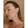imageSWEETV Vintage Gold Statement Stud Earrings for Women Trendy Antique Enamel Chunky Pearl Earrings Big Crystal Earrings for Fashion Prom Jewelry GiftsGrey