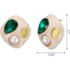 imageSWEETV Vintage Gold Statement Stud Earrings for Women Trendy Antique Enamel Chunky Pearl Earrings Big Crystal Earrings for Fashion Prom Jewelry GiftsWhite