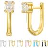 imageSWEETV 14K Gold Plated 925 Sterling Silver Huggie Earrings for Women Gold Small Stud Cuff Earrings Women Cubic Zirconia Womens CZ Jewelry Gift02Gold