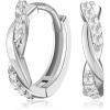 imageSWEETV 14K Gold Plated Twisted Hoop Earrings for Women Girls 925 Sterling Silver Post Cubic Zirconia Huggie Small Gold HoopCZ Stud Cuff Earring01 Silver