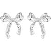imageSWEETV GoldSilver Bow Earrings for Women 925 Sterling Silver Post Ribbon Knot Stud Earrings Drops Daily Jewelry Accessory Valentines Day GiftsStyle6Silver