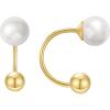 imageSWEETV Screw Back Cubic Zirconia Huggie Half Hoop Earrings for Women 14K Gold Plated 925 Sterling Silver Hoop Earrings with Tiny Small Ball Screw BackGoldPearl