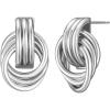 imageSWEETV Statement Geometric Dangle Drop Earrings for Women Trendy Chunky Twisted Knot Link Earring Dupes Fashion Womens Stud Earrings Jewelry Gift01 Silver