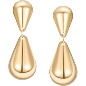 imageSWEETV 14K Gold Plated Statement Drop Dangle Earrings for Women Stunning Teardrop Waterdrop Leverback Womens Earrings Jewelry Gift 925 Sterling Silver Hypoallergenic07 Gold