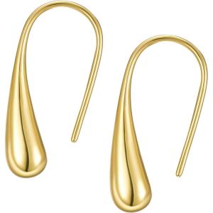 imageSWEETV 14K Gold Plated Statement Drop Dangle Earrings for Women Stunning Teardrop Waterdrop Leverback Womens Earrings Jewelry Gift 925 Sterling Silver Hypoallergenic03 Gold