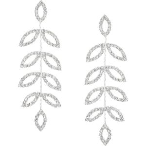 imageSWEETV Crystal Wedding Earrings for Brides Bridesmaid Bridal Earrings for Wedding Fancy Cubic Zirconia Rhinestone Dangling Earrings for Women Prom Party Jewelry Gifts SilverGold PlatedSilverLeaf 01