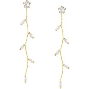 imageSWEETV Crystal Wedding Earrings for Brides Bridesmaid Bridal Earrings for Wedding Fancy Cubic Zirconia Rhinestone Dangling Earrings for Women Prom Party Jewelry Gifts SilverGold PlatedGoldOlive Leaf