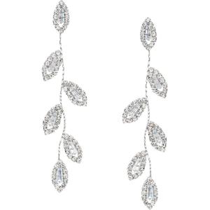 imageSWEETV Crystal Wedding Earrings for Brides Bridesmaid Bridal Earrings for Wedding Fancy Cubic Zirconia Rhinestone Dangling Earrings for Women Prom Party Jewelry Gifts SilverGold PlatedSilver