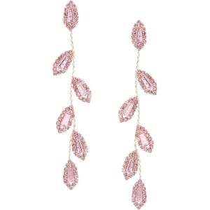 imageSWEETV Crystal Wedding Earrings for Brides Bridesmaid Bridal Earrings for Wedding Fancy Cubic Zirconia Rhinestone Dangling Earrings for Women Prom Party Jewelry Gifts SilverGold PlatedPink