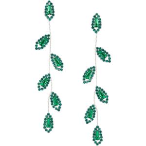 imageSWEETV Crystal Wedding Earrings for Brides Bridesmaid Bridal Earrings for Wedding Fancy Cubic Zirconia Rhinestone Dangling Earrings for Women Prom Party Jewelry Gifts SilverGold PlatedGreen