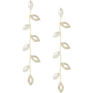 imageSWEETV Crystal Wedding Earrings for Brides Bridesmaid Bridal Earrings for Wedding Fancy Cubic Zirconia Rhinestone Dangling Earrings for Women Prom Party Jewelry Gifts SilverGold PlatedGoldPearl