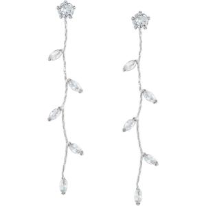 imageSWEETV Crystal Wedding Earrings for Brides Bridesmaid Bridal Earrings for Wedding Fancy Cubic Zirconia Rhinestone Dangling Earrings for Women Prom Party Jewelry Gifts SilverGold PlatedSilverOlive Leaf